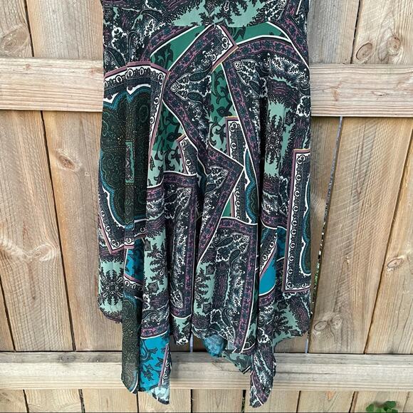 ModCloth Dress Chiffon Paisley Double V-Neck Flounce Edge Sleeveless Size Medium - Picture 4 of 8